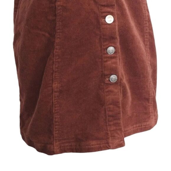 Y2K Brown Clay Boho Sleeveless Button Front Corduroy Mini Dress Large - Picture 12 of 16